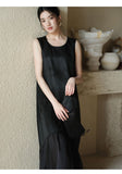 Adeline Black Silk Cheongsam Dress