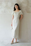 Petra Moon White Polka Dot Cheongsam Dress