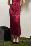 Isolde Wine Jacquard Dragon Cheongsam Dress