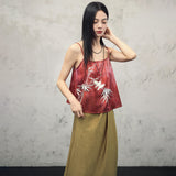 Fern Red Satin Loose Cheongsam Top