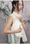 Rhiannon Beige Lace Embroidered Cheongsam Top