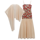 Gwen 2-Piece Embroidered Slip Dress Cheongsam Set