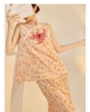 Amiyah Delicate Embroidery Qipao Cheongsam Two Piece