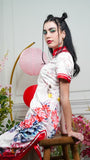 Cheongsam Qipao largo rosa pastel