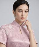Winifred Pink Polyester Cheongsam Dress