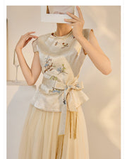 Gracelyn Dazzling Embroidery Qipao Cheongsam Two Piece