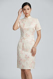Purity Light Pink Silk Cheongsam Dress