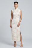 Hematite Silk Floral Cheongsam Dress