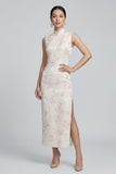 Hematite Silk Floral Cheongsam Dress