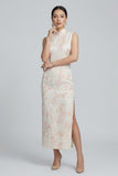 Hematite Silk Floral Cheongsam Dress