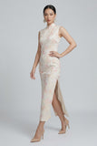 Hematite Silk Floral Cheongsam Dress