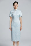 Deneb Silk Jacquard Cheongsam Dress