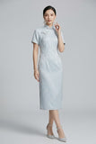 Deneb Silk Jacquard Cheongsam Dress