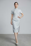 Deneb Silk Jacquard Cheongsam Dress