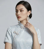 Deneb Silk Jacquard Cheongsam Dress