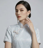 Deneb Silk Jacquard Cheongsam Dress