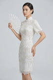 Zoe White Beaded Cheongsam Dress