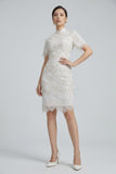 Zoe White Beaded Cheongsam Dress