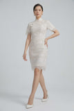Zoe White Beaded Cheongsam Dress