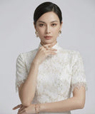 Zoe White Beaded Cheongsam Dress