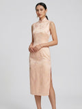 Vina Silk Floral Long Cheongsam Dress