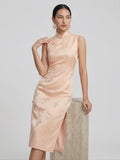 Vina Silk Floral Long Cheongsam Dress