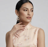 Vina Silk Floral Long Cheongsam Dress