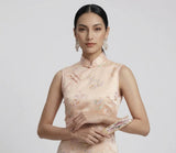 Vina Silk Floral Long Cheongsam Dress