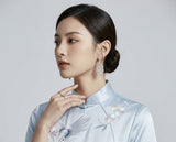 Prosperity Light Blue Embroidered Cheongsam Dress