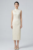 Odile White Polyester Cheongsam Dress