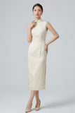 Odile White Polyester Cheongsam Dress