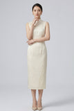 Odile White Polyester Cheongsam Dress