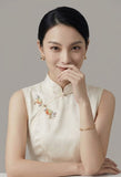 Odile White Polyester Cheongsam Dress