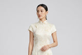 Marigold Silk Floral Cheongsam Dress