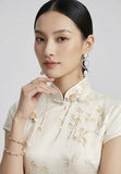Marigold Silk Floral Cheongsam Dress