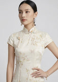 Marigold Silk Floral Cheongsam Dress