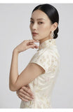 Marigold Silk Floral Cheongsam Dress