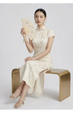 Marigold Silk Floral Cheongsam Dress