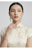 Marigold Silk Floral Cheongsam Dress