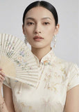 Marigold Silk Floral Cheongsam Dress