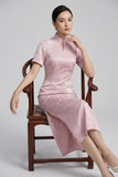 Winifred Pink Polyester Cheongsam Dress