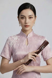 Winifred Pink Polyester Cheongsam Dress