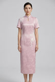 Winifred Pink Polyester Cheongsam Dress