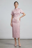 Winifred Pink Polyester Cheongsam Dress