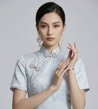 Deneb Silk Jacquard Cheongsam Dress