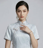 Deneb Silk Jacquard Cheongsam Dress