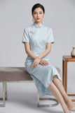 Deneb Silk Jacquard Cheongsam Dress