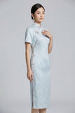 Deneb Silk Jacquard Cheongsam Dress