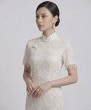 Zoe White Beaded Cheongsam Dress