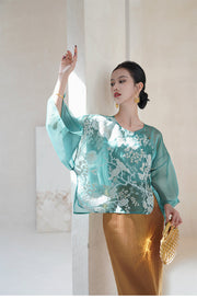 Marley Elegant Embroidery Qipao Cheongsam Two Piece